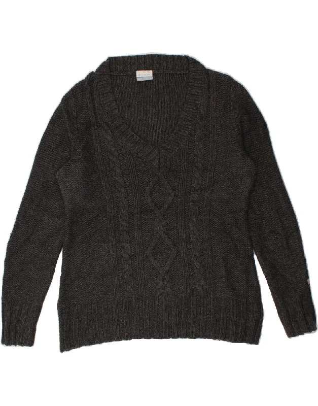 Big Discounts COLUMBIA Womens V-Neck Jumper Sweater UK 14 Medium Grey Acrylic