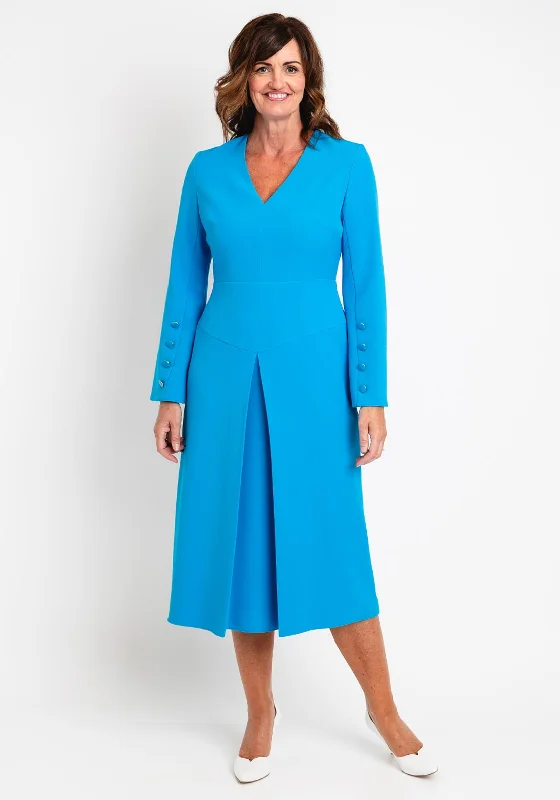 Kameya Button Flare Sleeve Midi Dress, Blue