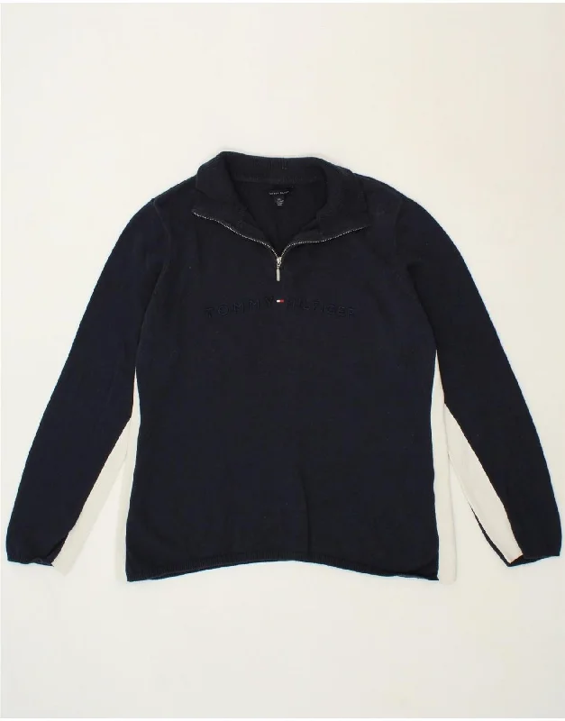 Value Deals TOMMY HILFIGER Womens Graphic Zip Neck Jumper Sweater UK 20 2XL Navy Blue Value Deals TOMMY HILFIGER Womens Graphic Zip Neck Jumper Sweater UK 20 2XL Navy Blue