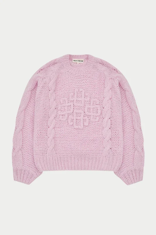 Don't Wait EMBLEM PLAITED OVERSIZED KNIT JUMPER - PINK