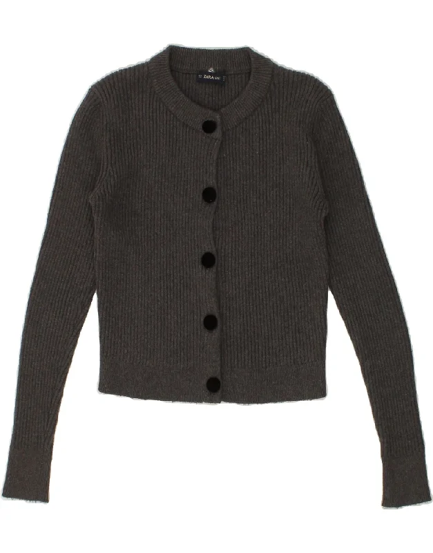 The Best Prices ZARA Womens Crop Cardigan Sweater UK 12 Medium Grey Acrylic