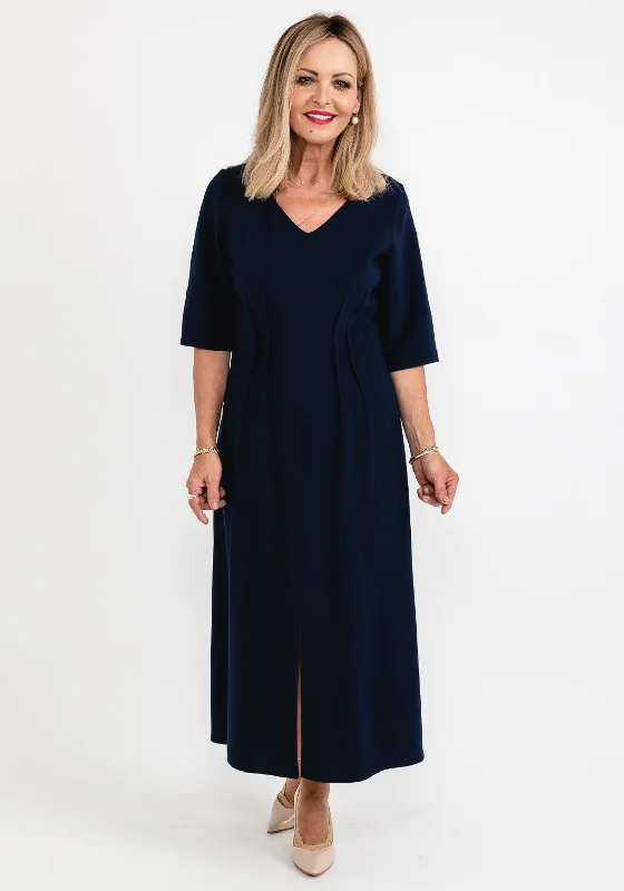 Ella Boo Seamed Ruching Maxi Dress, Navy