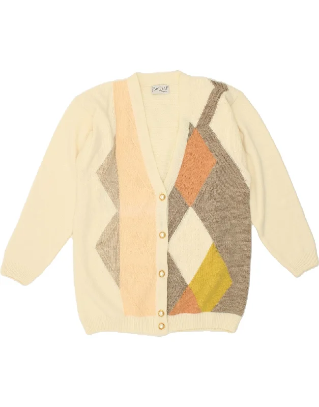 Midnight Madness VINTAGE Womens Cardigan Sweater IT 44 Medium Off White Argyle/Diamond Wool Midnight Madness VINTAGE Womens Cardigan Sweater IT 44 Medium Off White Argyle/Diamond Wool