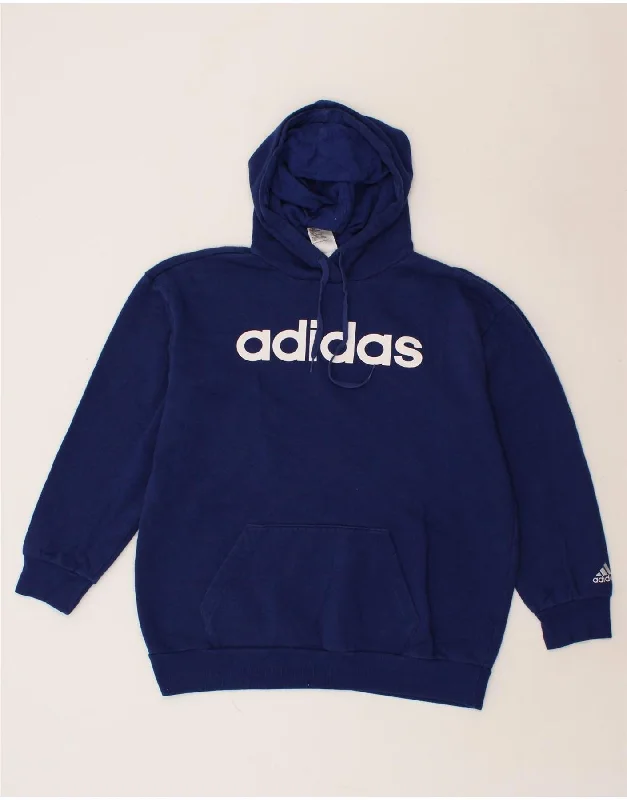 Lowest Prices ADIDAS Womens Oversized Graphic Hoodie Jumper UK 8/10 Small Navy Blue