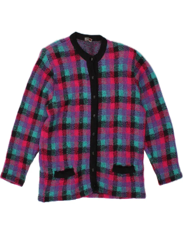 Deal of the Day VINTAGE Womens Cardigan Sweater IT 50 XL Multicoloured Check Mohair