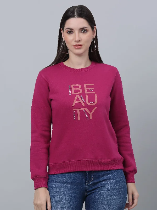 Buy Now Women's Casual  Burgundy Regular Full Sleeve Pullover Sweatshirt