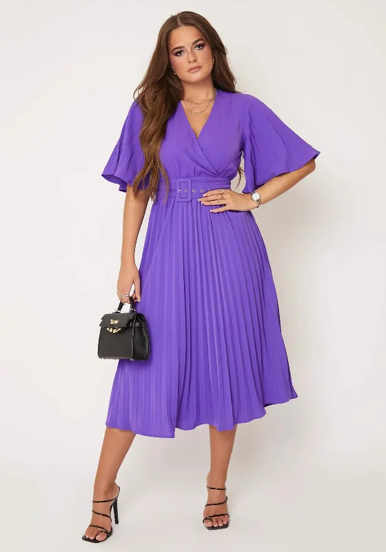 Can't Miss Girl in Mind Felicia Pleated Midi Dress, Violet
