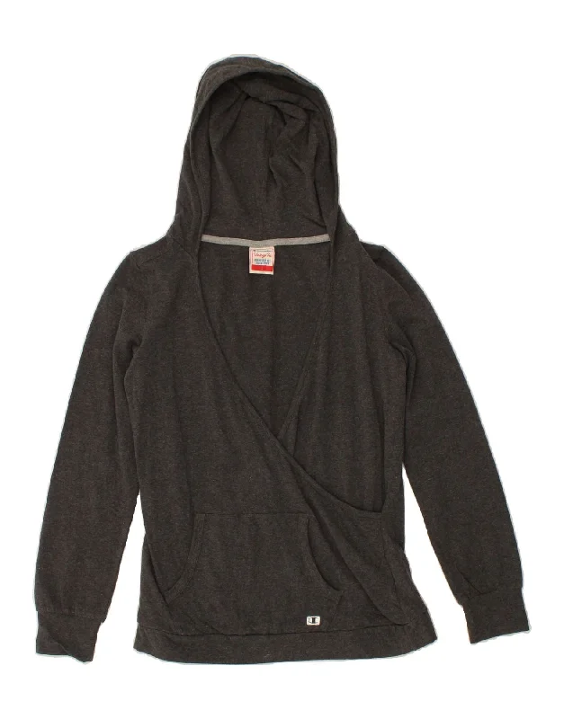 Crazy Deals CHAMPION Womens Heritage Fit Hoodie Jumper UK 14 Large Grey Cotton