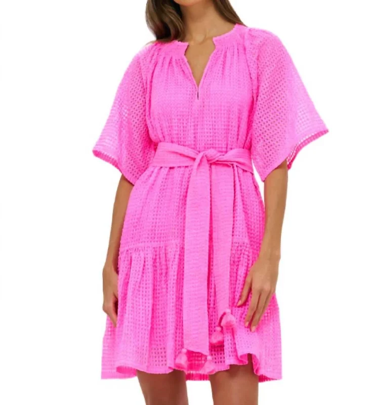 Amazing Deals Raglan Belted Mini Dress In Delray Pink