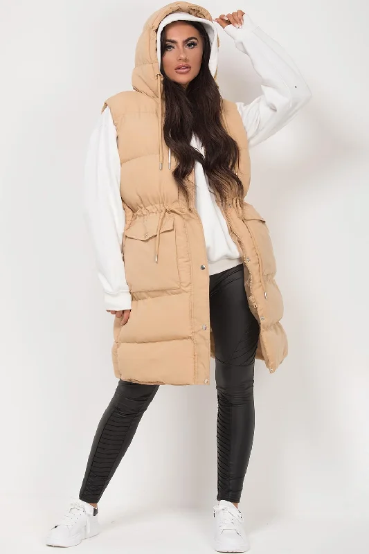 Special Discount Longline Gilet With Drawstring Waist Stone