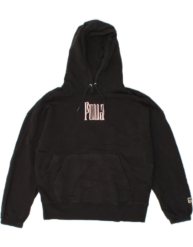Exclusive Offers PUMA Womens Graphic Hoodie Jumper UK 10 Small Black Cotton