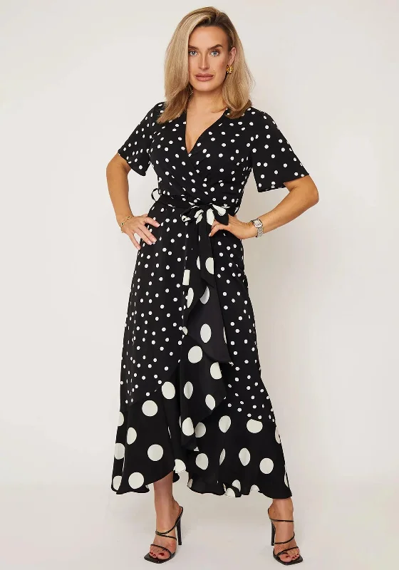 Special Discount Girl In Mind Maisie Mix Polka Dot Maxi Dress, Black