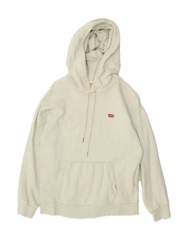 Grand Opening Sale LEVI'S Womens Oversized Hoodie Jumper UK 6 XS Green Cotton