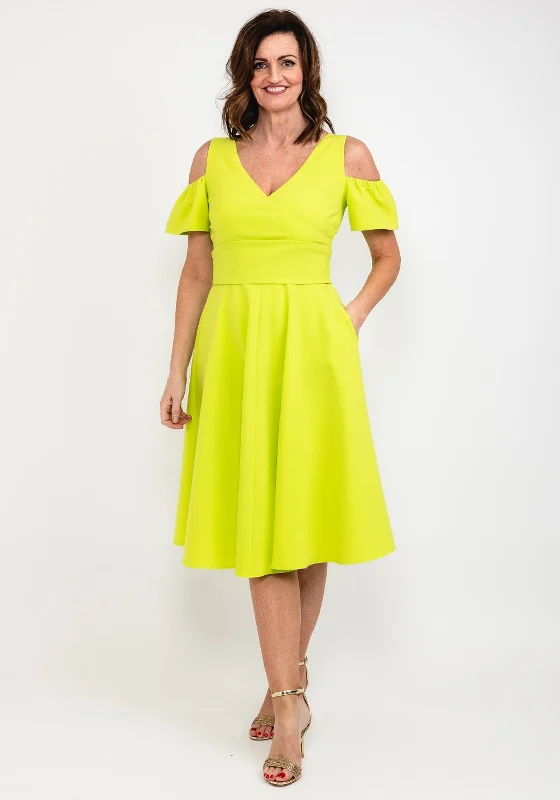 Super Bargain Fee G Off The Shoulder Midi Dress, Lime