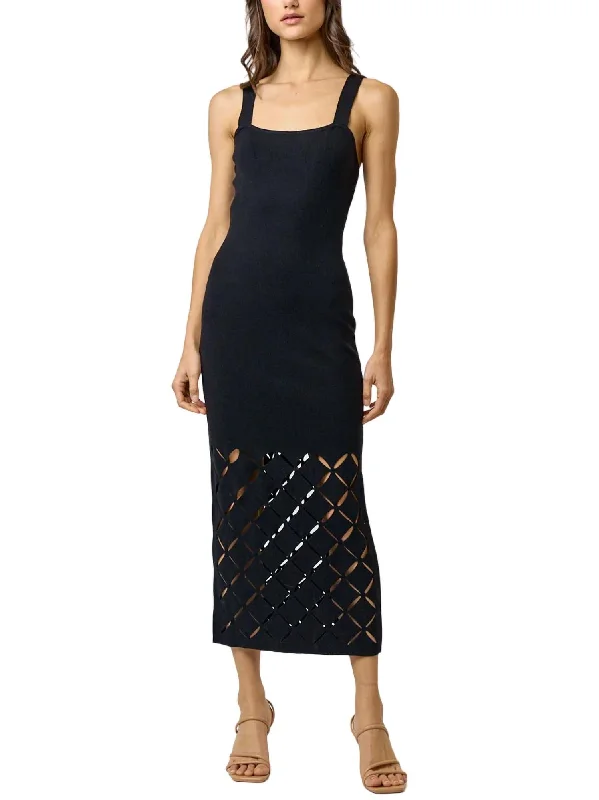 Discount Mania Cut Out Detail Midi Dress In Black