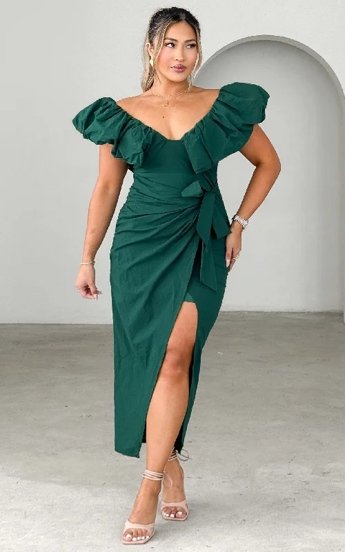 The Best Prices Elsie Midi Dress - Emerald Green
