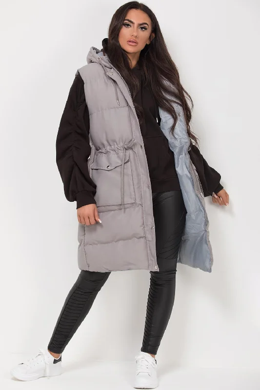 Sale Event Longline Gilet With Drawstring Waist Grey