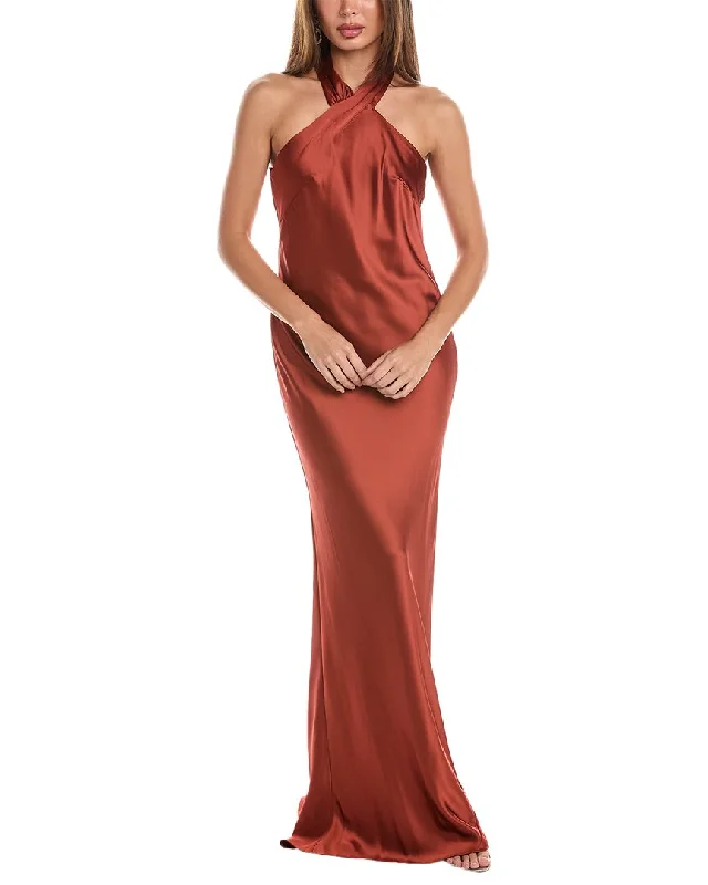 Year-End Clearance Lovely Satin Halter Gown
