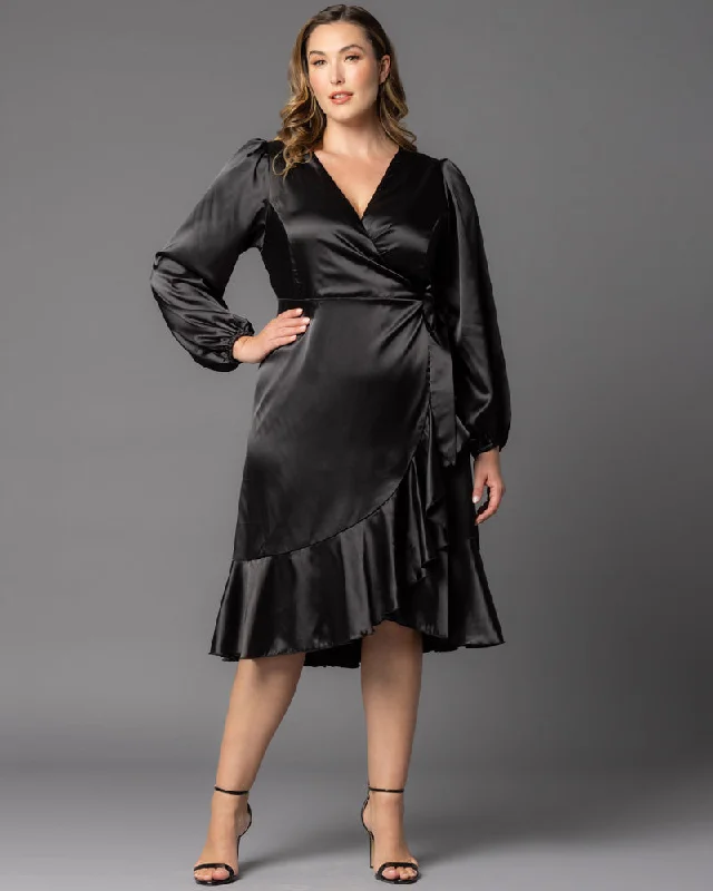 Reduced Prices Serena Satin Ruffle Wrap Dress