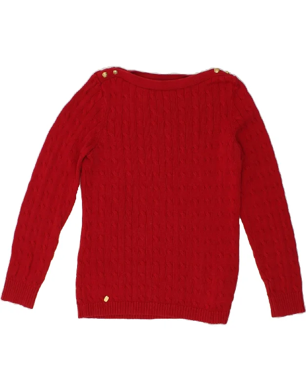 Doorbuster Deal RALPH LAUREN Womens Boat Neck Jumper Sweater UK 18 XL Red Cotton