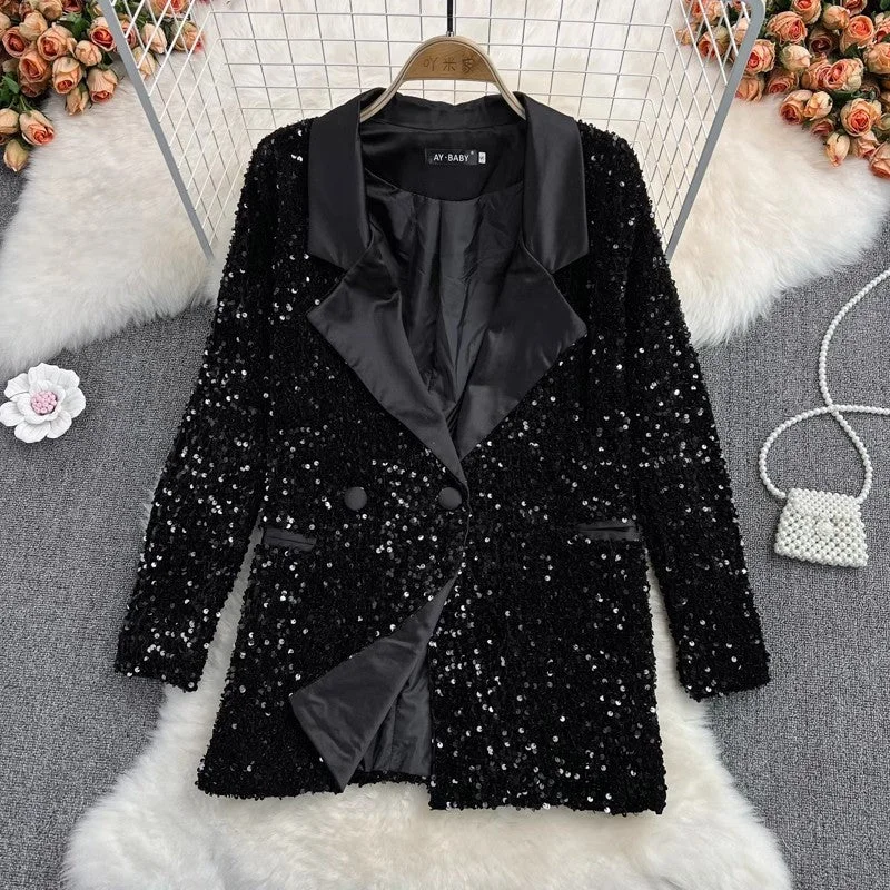 Epic Deals fashion mid-length sequined suit jacket two-piece sexy dress    S4022
