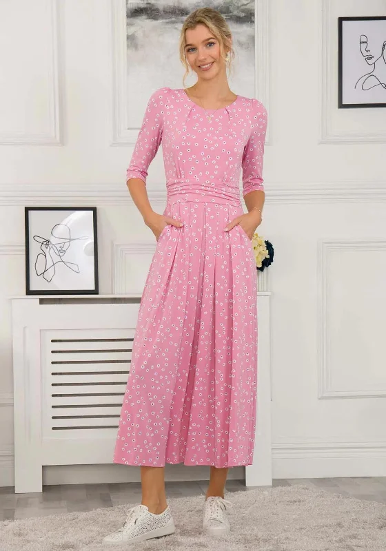 Savings Galore Jolie Moi Denisse Spotty Maxi Dress, Dusty Pink