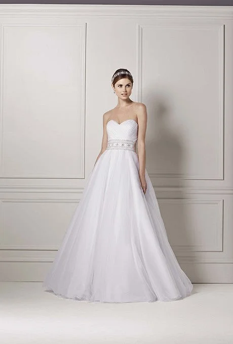 Buy More, Save More David's Bridal Strapless Tulle Ball Gown Wedding Dress with Beade