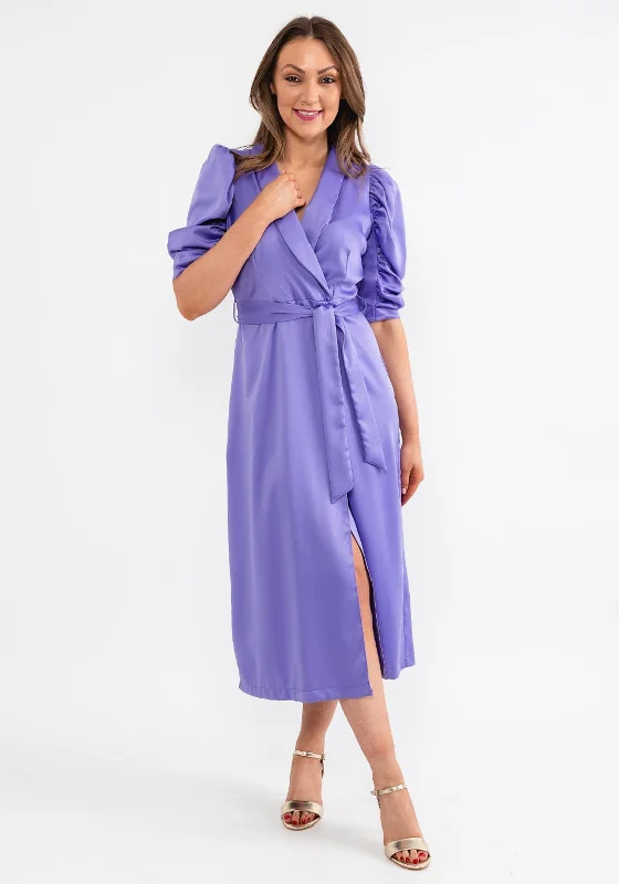 YEAR-End Sale Closet London Satin Tie Waist Wrap Dress, Purple