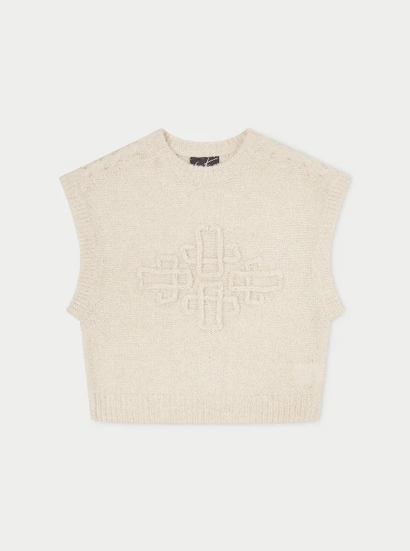Midnight Sale EMBLEM OVERSIZED KNIT VEST - STONE