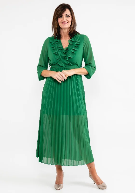 Seasonal Sale Seventy1 One Size Ruffle Pleated Chiffon Dress, Green