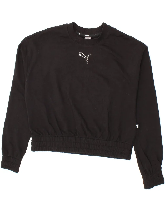 Low Prices PUMA Womens Oversized Crop Sweatshirt Jumper UK 6 XS Black Cotton