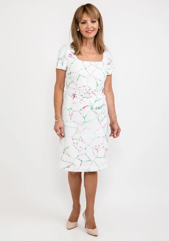 Huge Discounts Badoo Marble Style Print Pencil Dress, White Multi