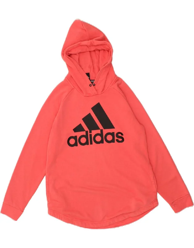 Hot Deal ADIDAS Womens Graphic Hoodie Jumper UK 16 /18 Large Pink Cotton