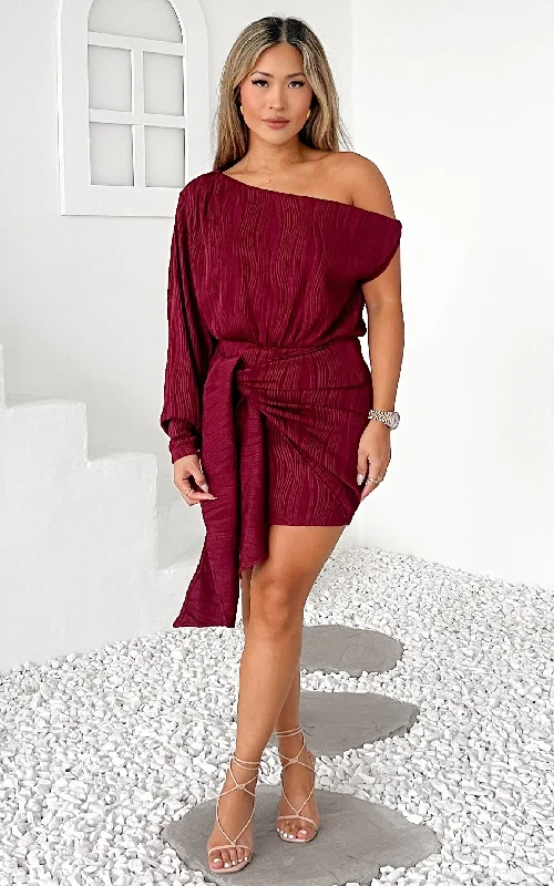 Referral Discount Kompre Mini Dress - Wine Texture