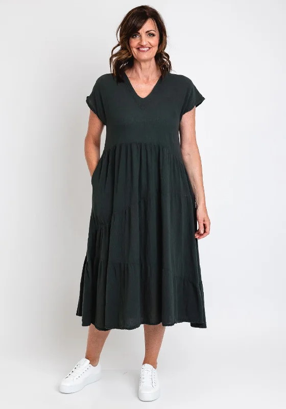 One Life Toucan Tiered Smock Maxi Dress, Juniper