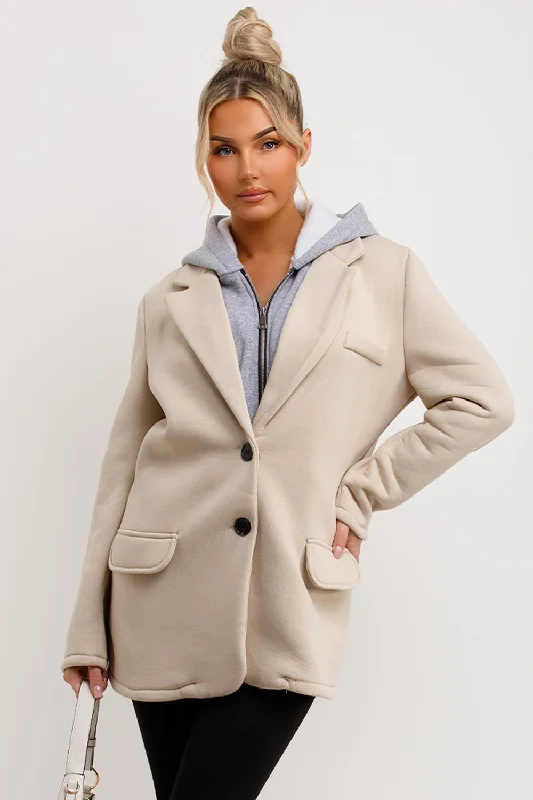 Unmissable Offer Blazer With Hood Combined Beige
