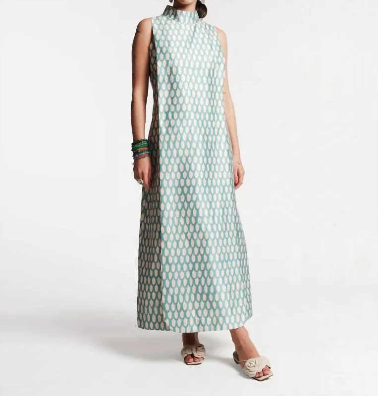 Loop Print Carlyle Dress In Oyster/light Blue