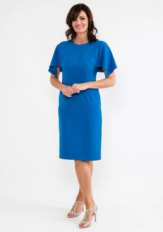 Exclusive Preview Ella Boo Cape Sleeve Pencil Midi Dress, Blue