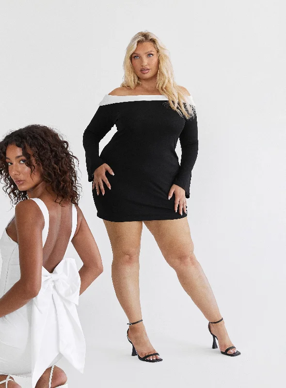 Price Smash Anya Mini Dress Black / White Curve