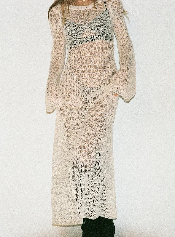 Final Markdown Margarida Crochet Maxi Dress Beige