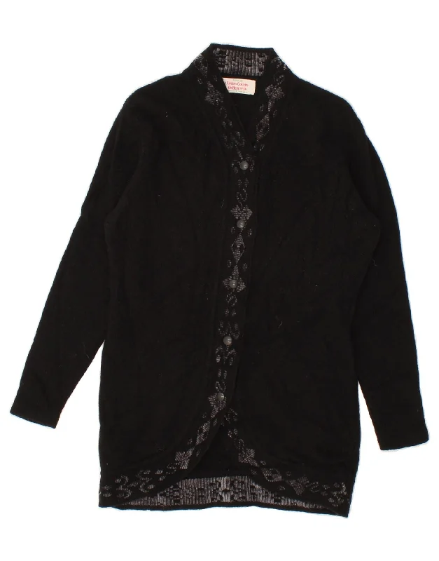 TIME-Limited Offer BENETTON Womens Longline Cardigan Sweater IT 46 Large Black Argyle/Diamond