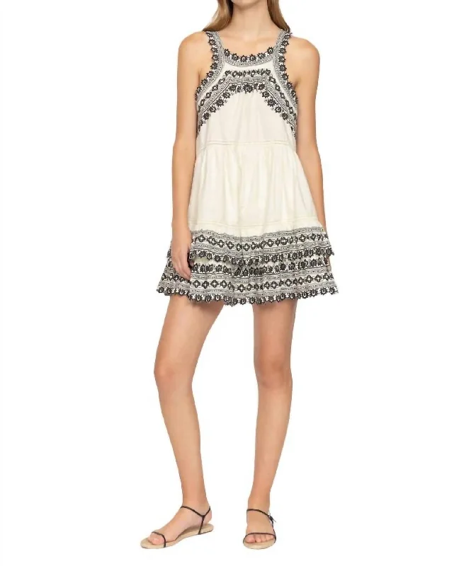 Exclusive Access Amina Embroidery Tank Dress In Cream
