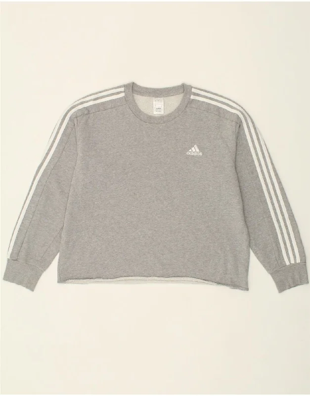 ADIDAS Womens Oversized Sweatshirt Jumper UK 16 Large Grey