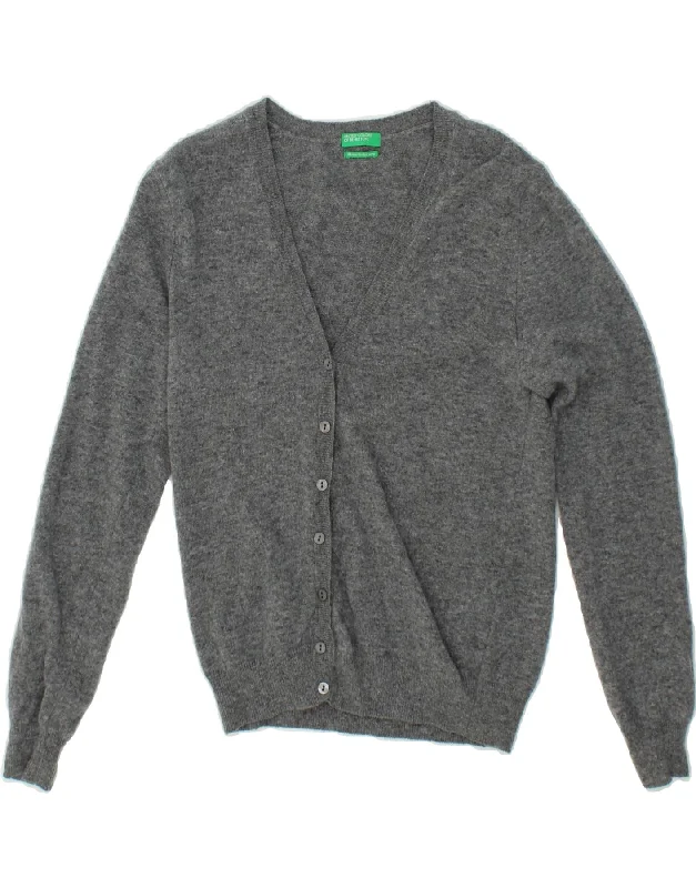 BENETTON Womens Cardigan Sweater UK 6 XS Grey Wool