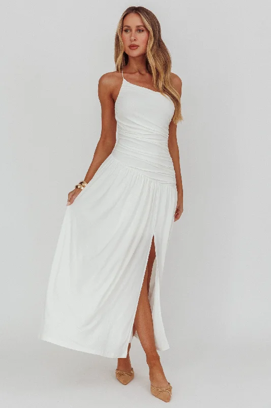 Deal Explosion Destination One-Shoulder Maxi Dress White