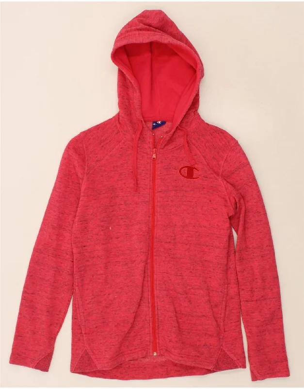 Big Discounts CHAMPION Womens Zip Hoodie Sweater UK 12 Medium Red Flecked