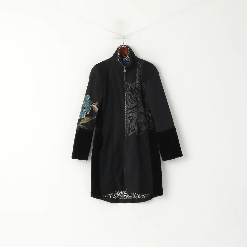 Final Markdown St. Martins Scandanavian Design Women M Coat Black Cotton Classic Full Zipper Top