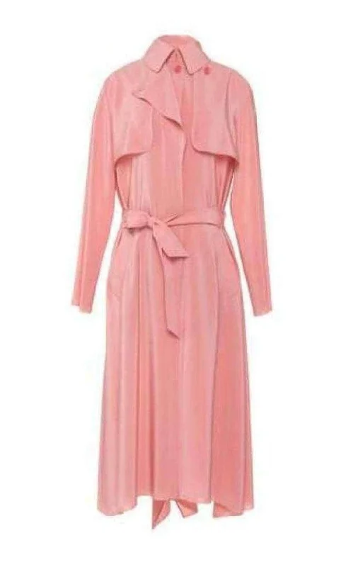 Don’t Miss Out Pink Silk Georgette Trench Coat