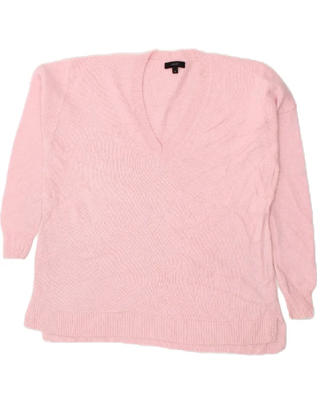 Super Deal J. CREW Womens Oversized V-Neck Jumper Sweater UK 6 XS Pink Wool