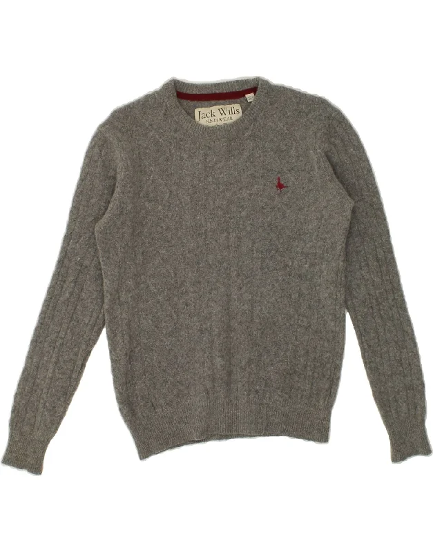 Midnight Sale JACK WILLS Womens Boat Neck Jumper Sweater UK 10 Small Grey Wool